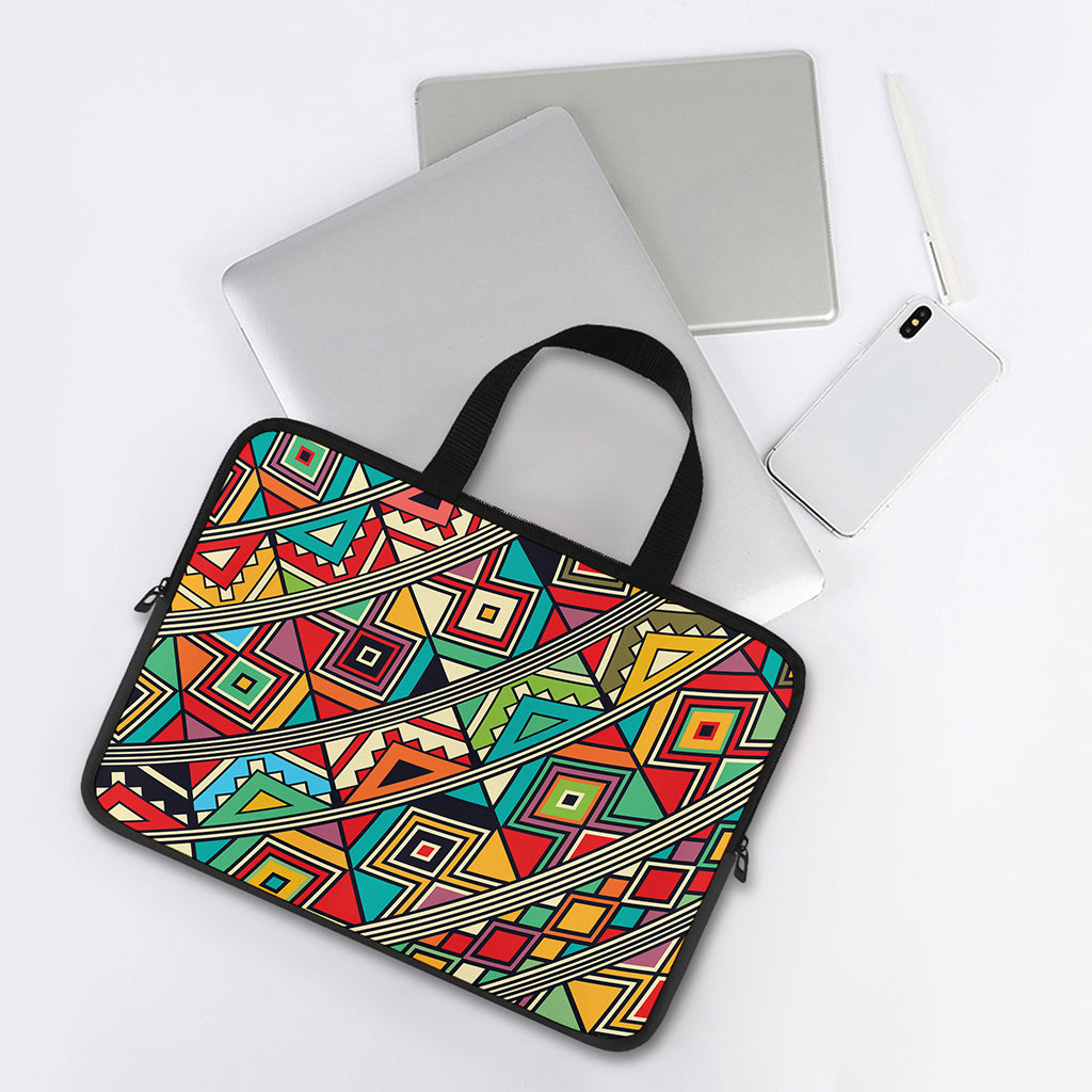 Retro African Ethnic Tribal Print Laptop Sleeve With Handle