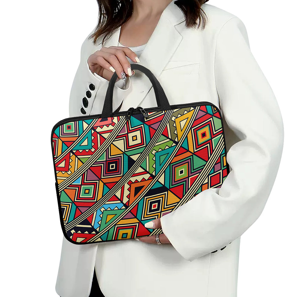 Retro African Ethnic Tribal Print Laptop Sleeve With Handle