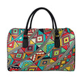 Retro African Ethnic Tribal Print Leather Duffel Bag