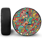 Retro African Ethnic Tribal Print Leather Spare Tire Cover