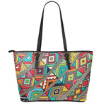 Retro African Ethnic Tribal Print Leather Tote Bag