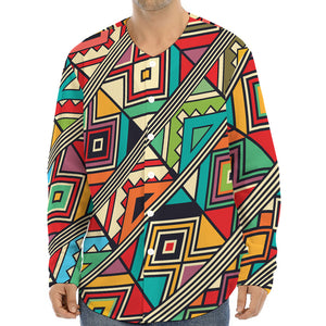 Retro African Ethnic Tribal Print Long Sleeve Baseball Jersey