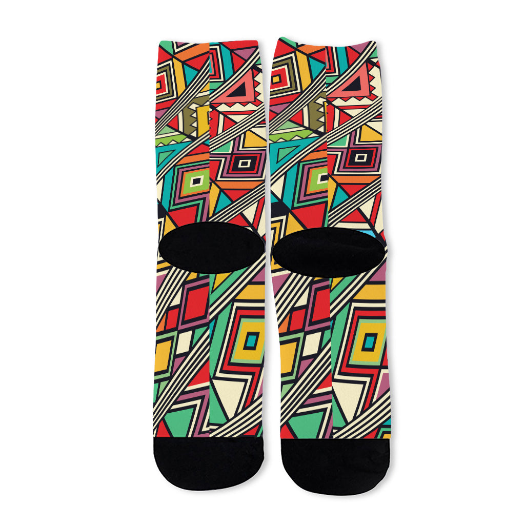 Retro African Ethnic Tribal Print Long Socks