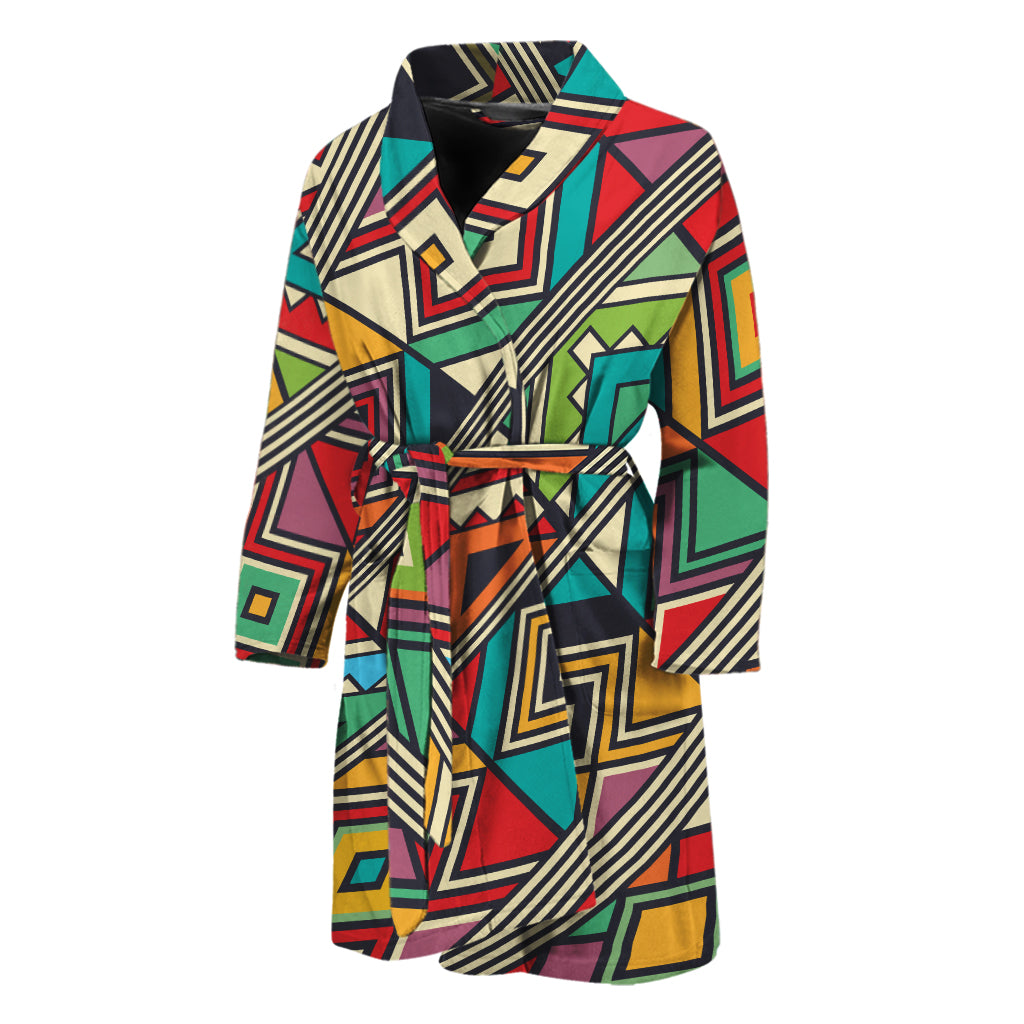 Retro African Ethnic Tribal Print Men's Bathrobe