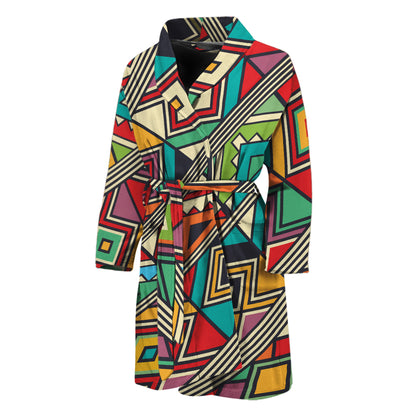 Retro African Ethnic Tribal Print Men's Bathrobe