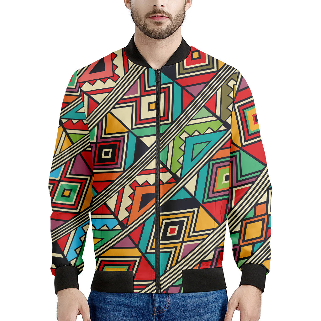 Retro African Ethnic Tribal Print Men's Bomber Jacket