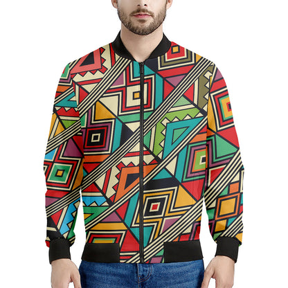 Retro African Ethnic Tribal Print Men's Bomber Jacket