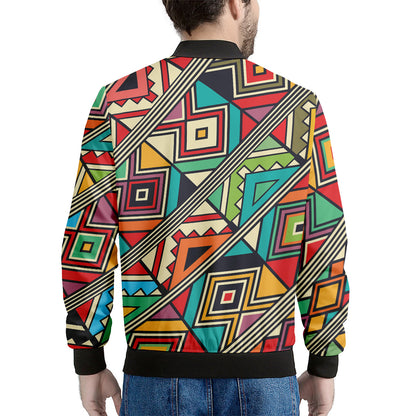 Retro African Ethnic Tribal Print Men's Bomber Jacket