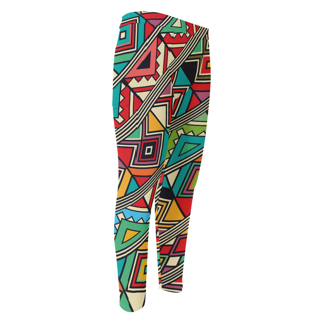 Retro African Ethnic Tribal Print Men's Compression Pants