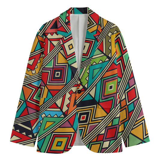 Retro African Ethnic Tribal Print Men's Cotton Blazer