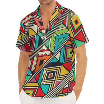 Retro African Ethnic Tribal Print Men's Deep V-Neck Shirt