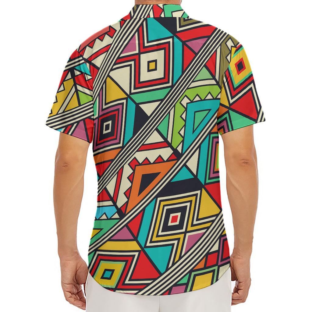 Retro African Ethnic Tribal Print Men's Deep V-Neck Shirt