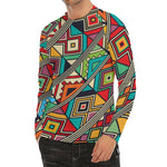 Retro African Ethnic Tribal Print Men's Long Sleeve Rash Guard