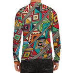 Retro African Ethnic Tribal Print Men's Long Sleeve Rash Guard