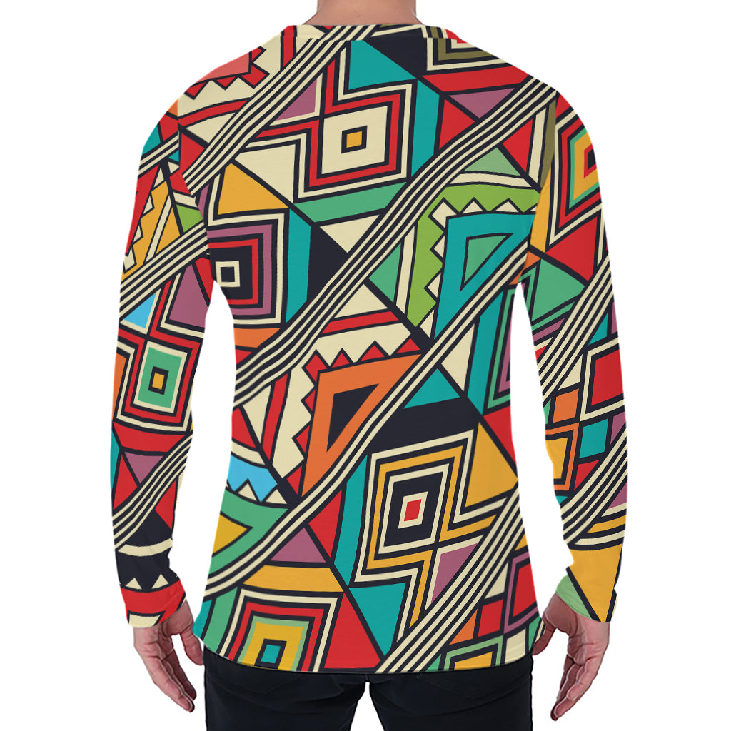 Retro African Ethnic Tribal Print Men's Long Sleeve T-Shirt
