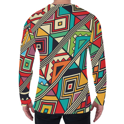 Retro African Ethnic Tribal Print Men's Long Sleeve T-Shirt