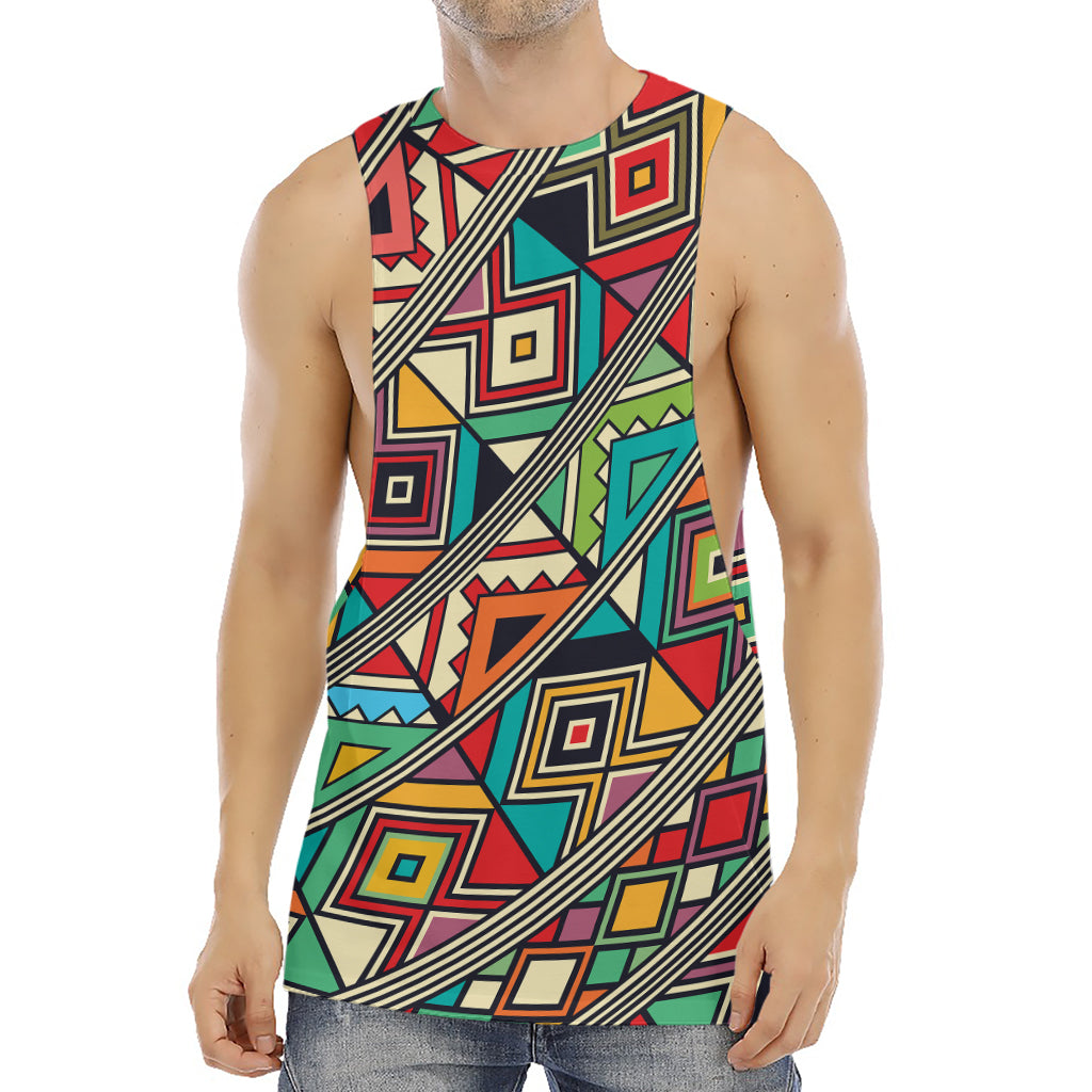 Retro African Ethnic Tribal Print Men's Muscle Tank Top