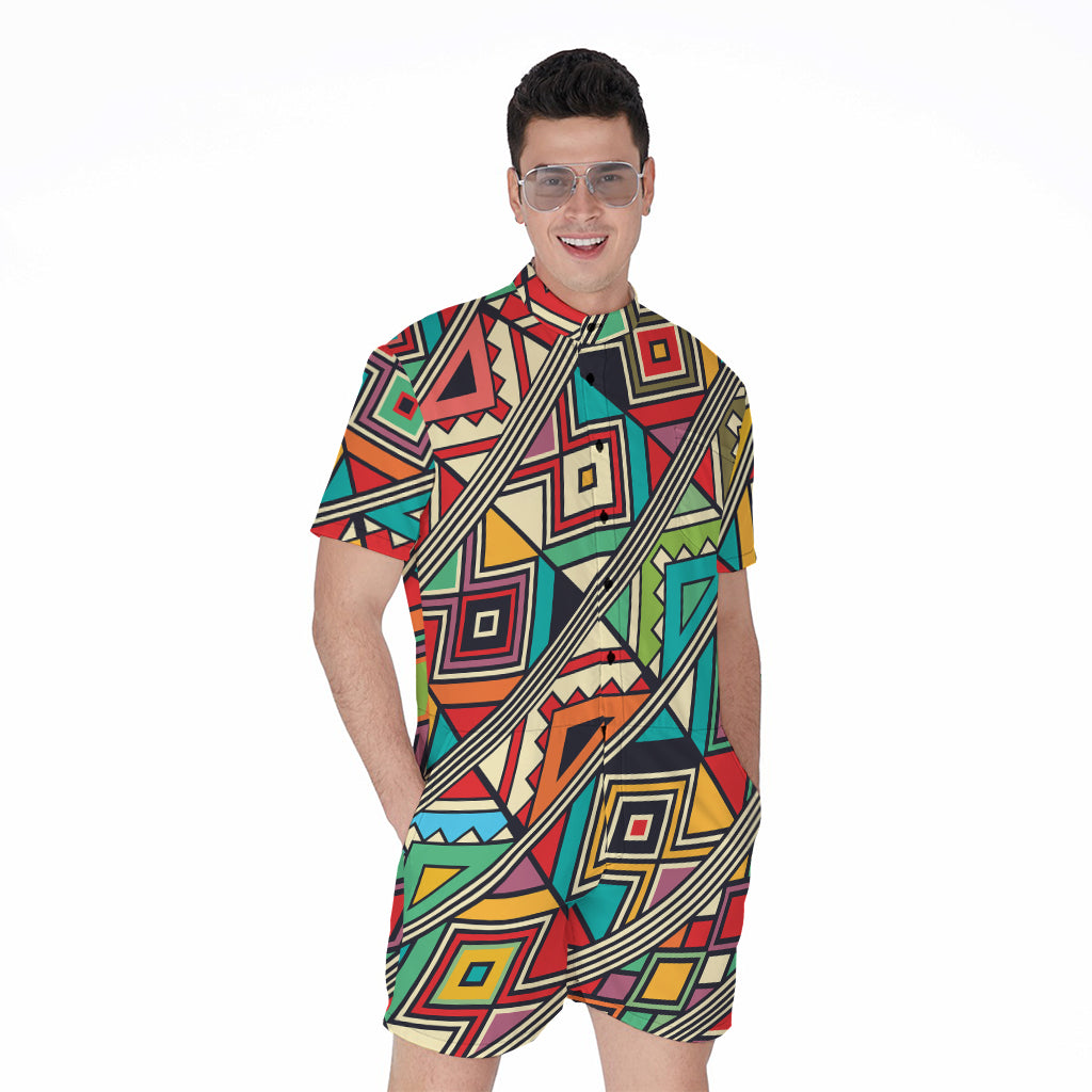Retro African Ethnic Tribal Print Men's Rompers
