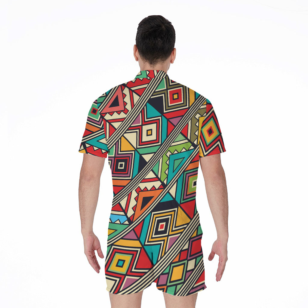 Retro African Ethnic Tribal Print Men's Rompers