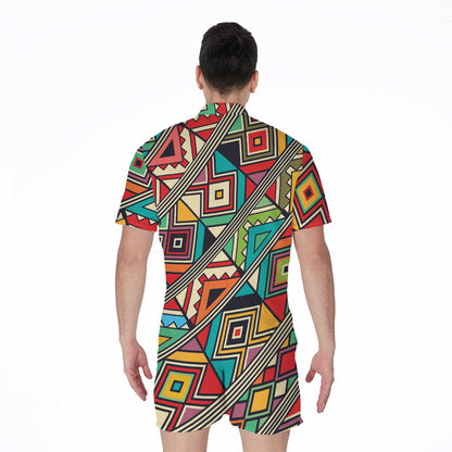 Retro African Ethnic Tribal Print Men's Rompers