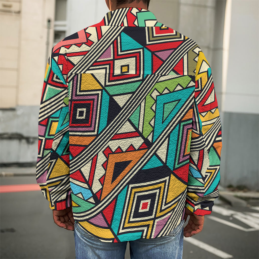 Retro African Ethnic Tribal Print Men's Shirt Jacket