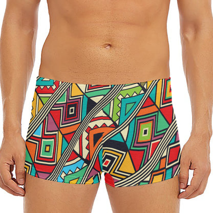 Retro African Ethnic Tribal Print Men's Short Boxer Briefs