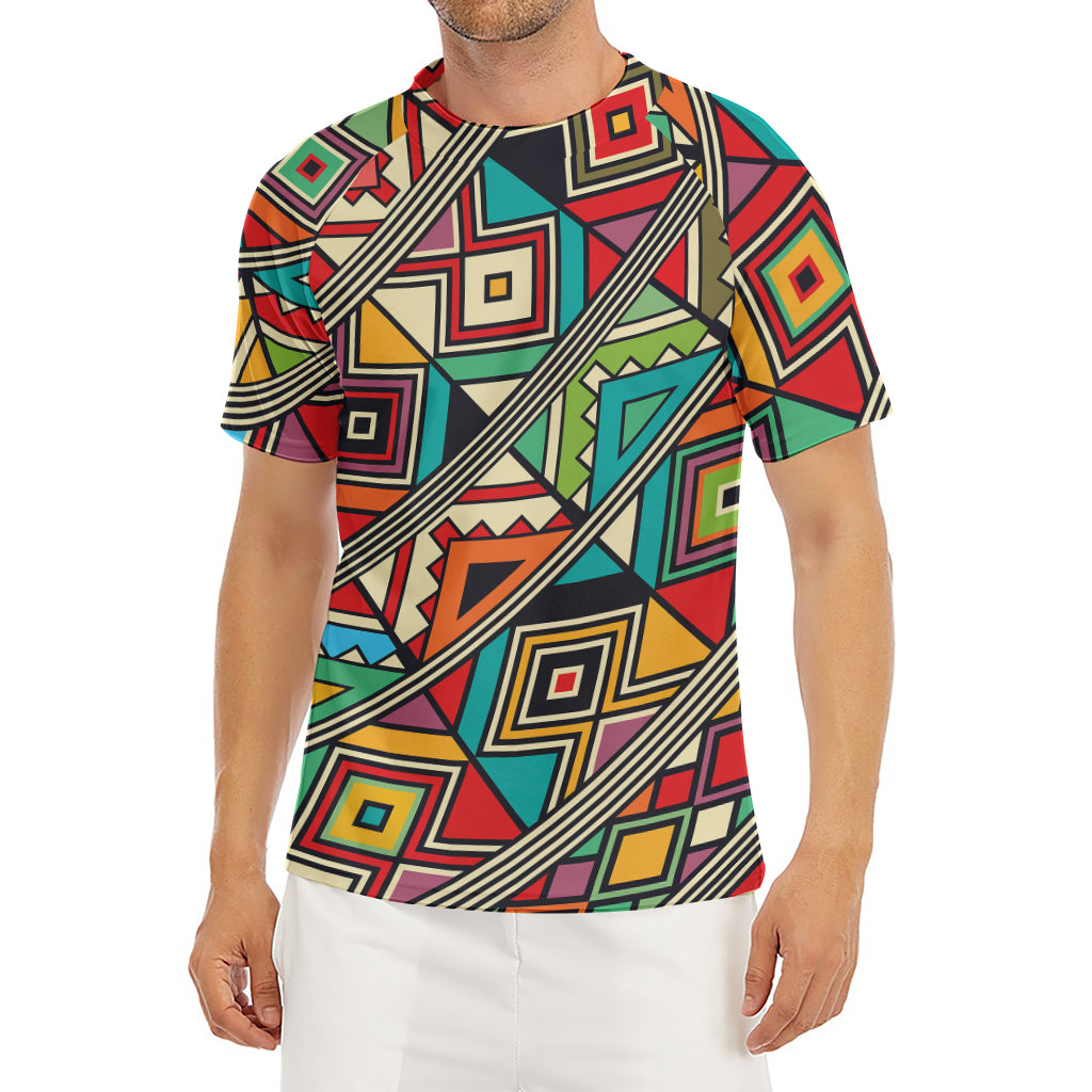 Retro African Ethnic Tribal Print Men's Short Sleeve Rash Guard