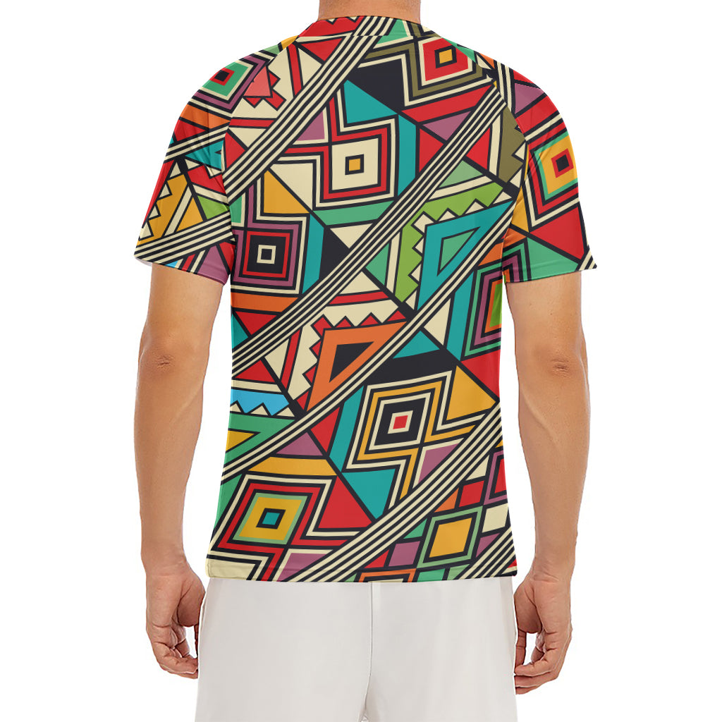 Retro African Ethnic Tribal Print Men's Short Sleeve Rash Guard