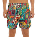 Retro African Ethnic Tribal Print Men's Split Running Shorts