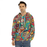 Retro African Ethnic Tribal Print Men's Velvet Pullover Hoodie