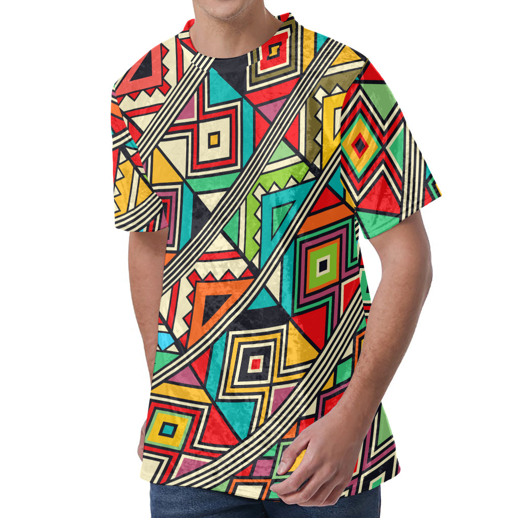 Retro African Ethnic Tribal Print Men's Velvet T-Shirt