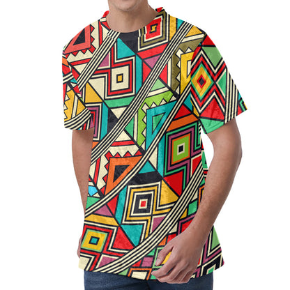 Retro African Ethnic Tribal Print Men's Velvet T-Shirt