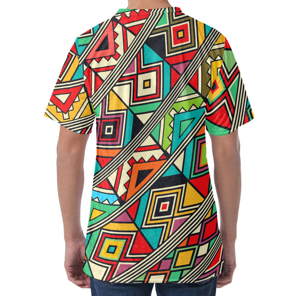 Retro African Ethnic Tribal Print Men's Velvet T-Shirt