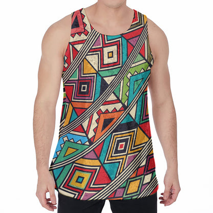 Retro African Ethnic Tribal Print Men's Velvet Tank Top