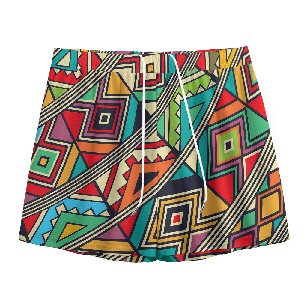 Retro African Ethnic Tribal Print Mesh Shorts