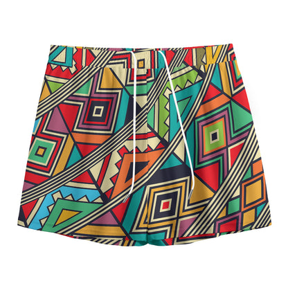 Retro African Ethnic Tribal Print Mesh Shorts