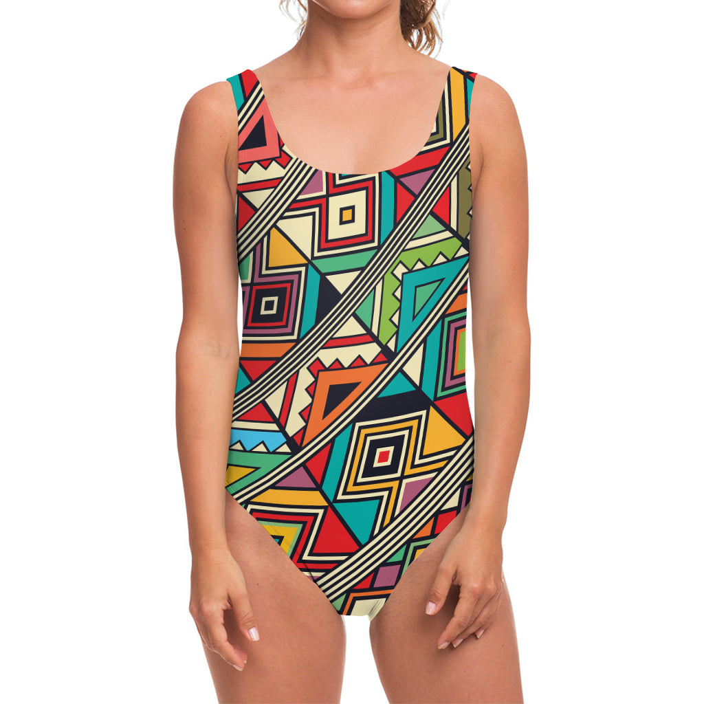 Retro African Ethnic Tribal Print One Piece Swimsuit
