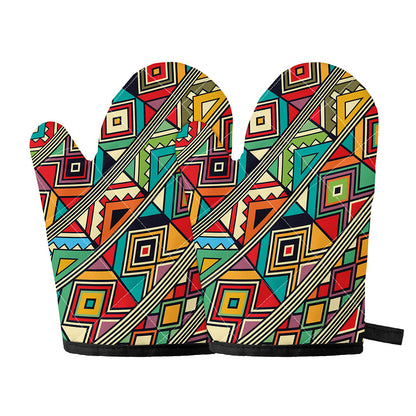 Retro African Ethnic Tribal Print Oven Mitts