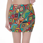 Retro African Ethnic Tribal Print Pencil Mini Skirt