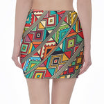 Retro African Ethnic Tribal Print Pencil Mini Skirt