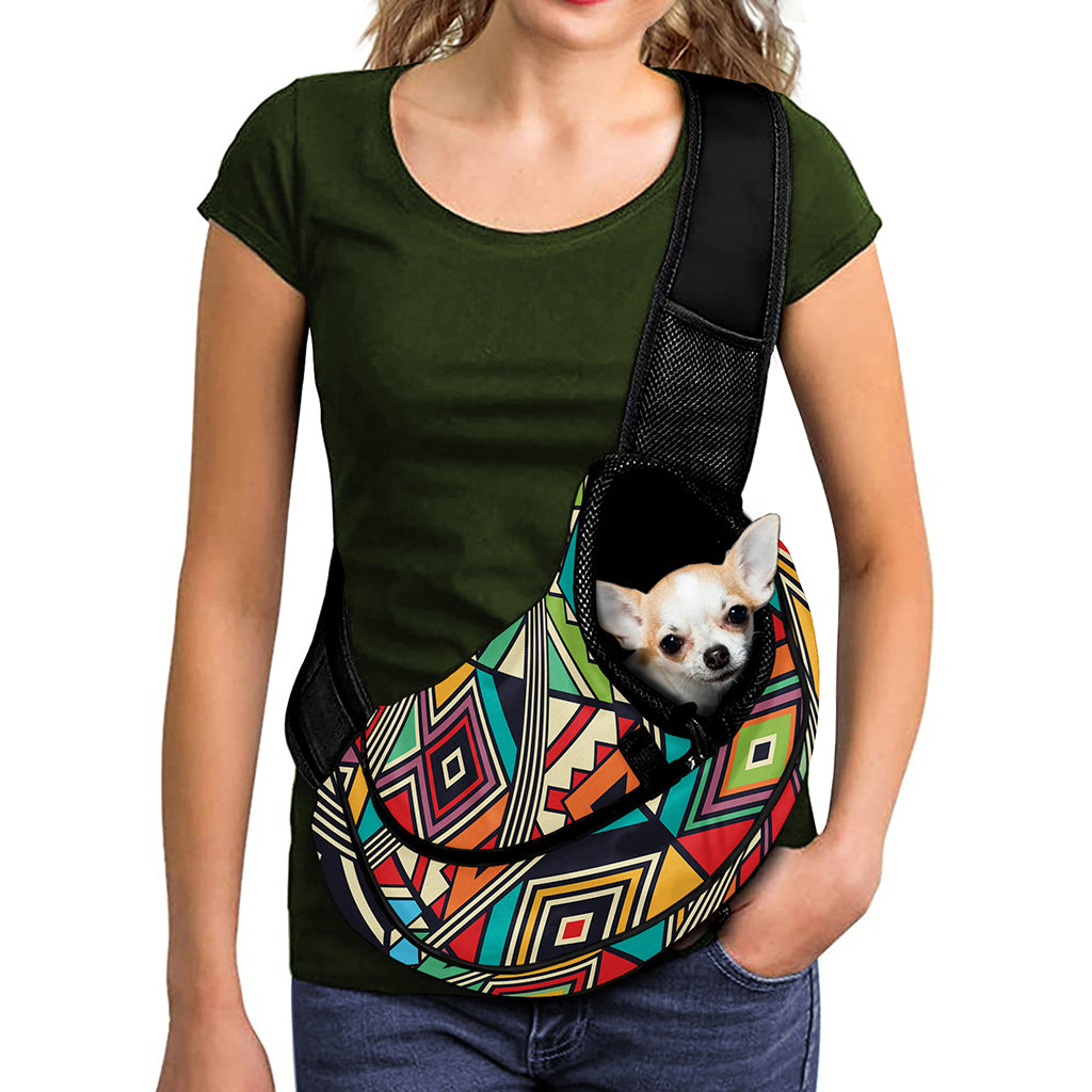 Retro African Ethnic Tribal Print Pet Sling Carrier