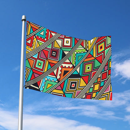 Retro African Ethnic Tribal Print Polyester Flag