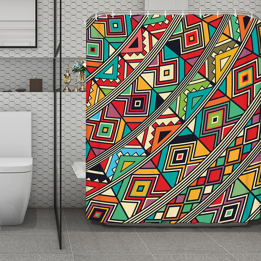 Retro African Ethnic Tribal Print Polyester Shower Curtain