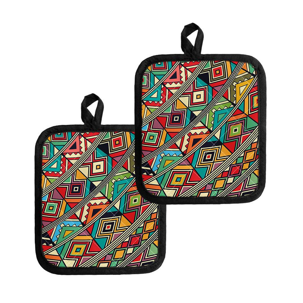 Retro African Ethnic Tribal Print Pot Holders