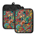 Retro African Ethnic Tribal Print Pot Holders With Pocket