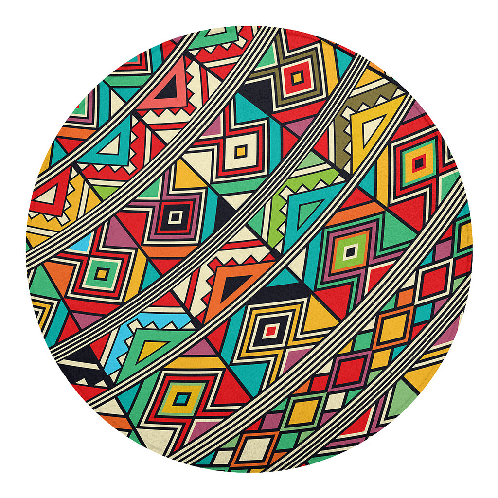 Retro African Ethnic Tribal Print Round Blanket