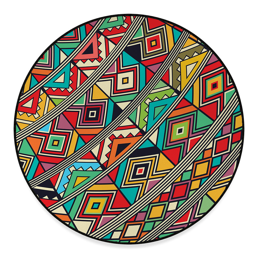 Retro African Ethnic Tribal Print Round Floor Mat