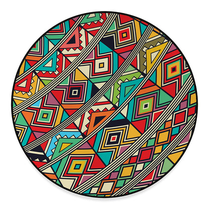 Retro African Ethnic Tribal Print Round Floor Mat