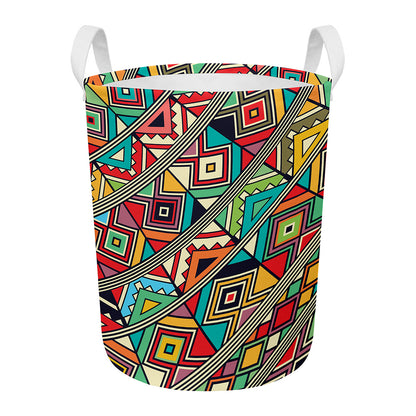 Retro African Ethnic Tribal Print Round Laundry Basket