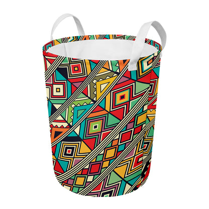 Retro African Ethnic Tribal Print Round Laundry Basket